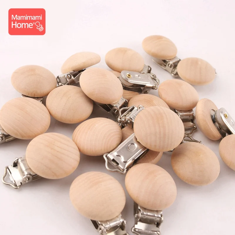 50pc Wooden Pacifier Clips Beech Wooden Teether Metal Clips BPA Free Wooden Blank Nipple Holder Chain Toy Custom Name Clips Gift