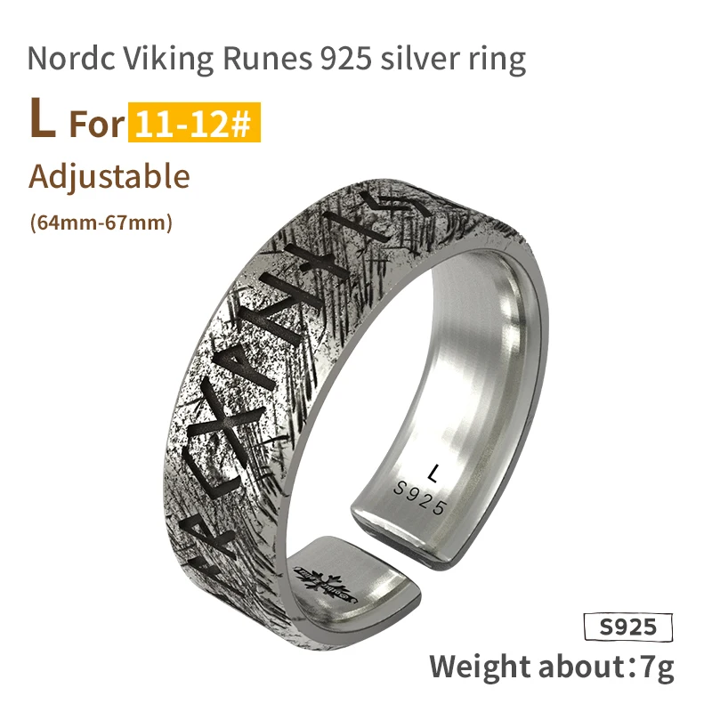 Nordic Mythology Viking Runes 925 Sterling Silver Ring