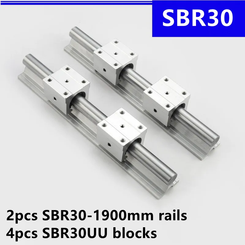 

2pcs SBR30 -1900mm Linear Guide Support Rail and 4pcs SBR30UU Linear Bearing Blocks for CNC Router Parts