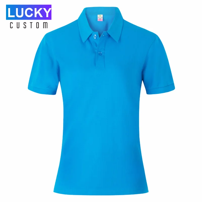 Vrouwen 100% Gekamd Katoen Puur Katoen Korte Mouwen Polo Shirt Custom Gedrukt Borduurwerk Lgoo Effen Kleur Ademend Polo shirt