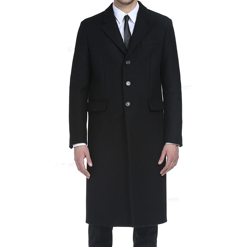 

Men's woolen coat 2020 winter new slim business mid-length long-sleeved woolen trench coat