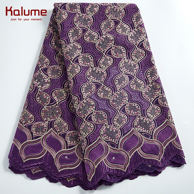 

Kalume African Cotton Lace Fabric 5 Yards Nigerian Cotton Lace Fabric High Quality Tissus Jersey For Sew Cloth Women Dress H2307