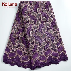 Kalume African Cotton Lace Fabric 5 Yards Nigerian Cotton Lace Fabric High Quality Tissus Jersey For Sew Cloth Women Dress H2307