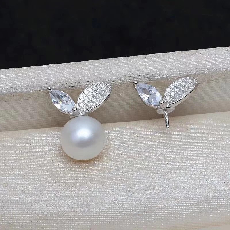 

New Arrival 925 Sterling Silver Earrings Findings Settings Base Mountings Parts for Pearls Agate Crystal Stones Jade 5pairs/lot