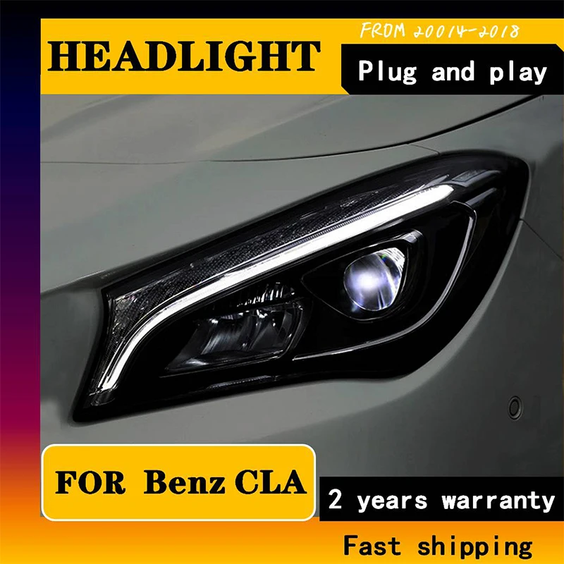 Car Styling Head Lamp For Benz CLA 2014-2018 Headlights Daytime Running Light DRL Bi-LED LENS