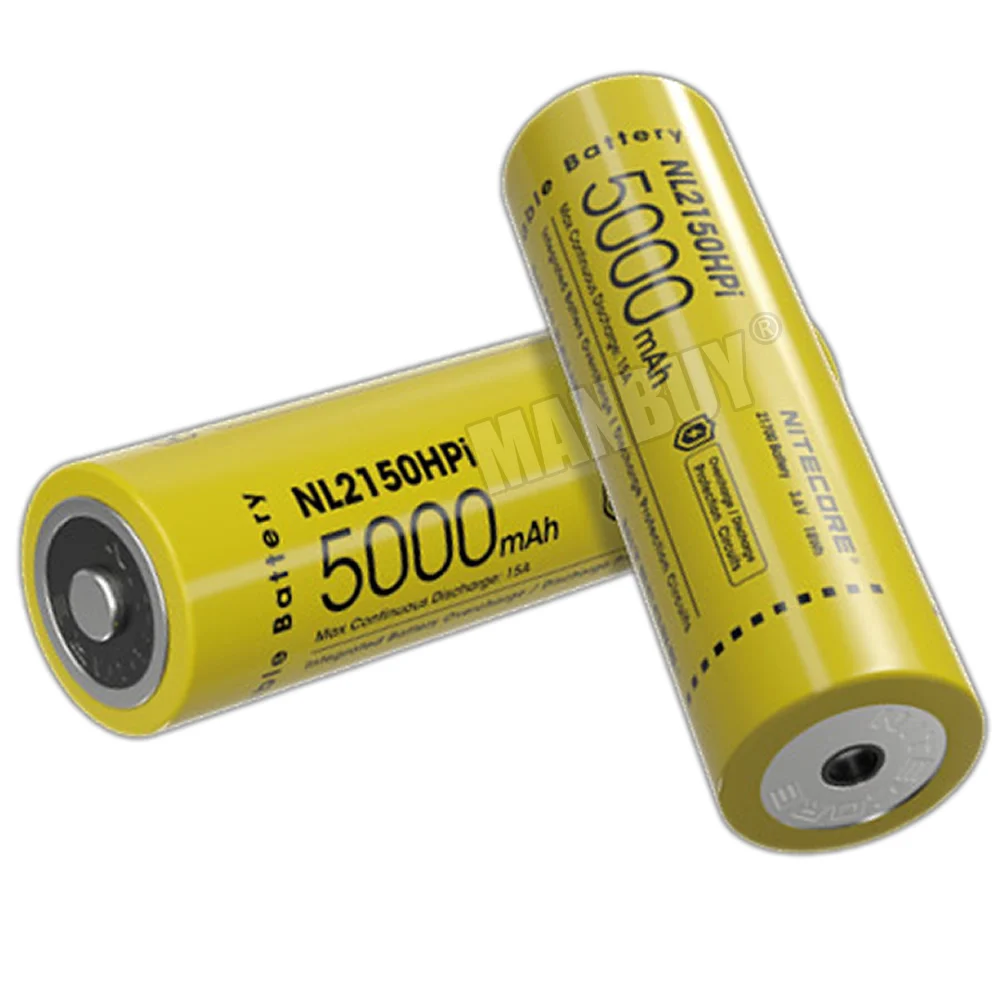 Imagem -03 - Nitecore i Série de Íon de Lítio Protegido Li-ion Bateria Recarregável Nl2150hpi 21700 5000mah 3.6v Botão Superior para Lanterna Elétrica