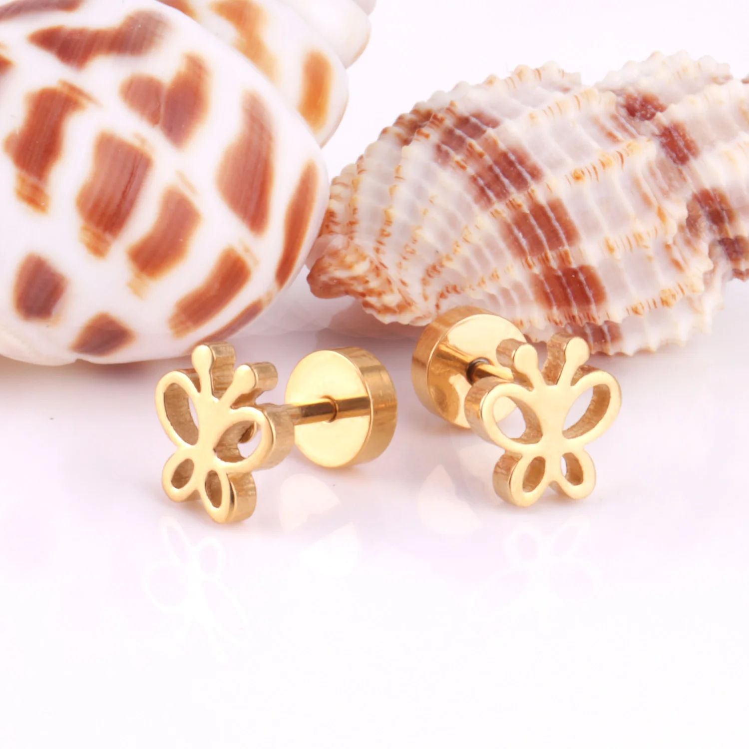 LUXUSTEEL Cute Press Screw Back Butterfly Earrings 2020 Brinco pendientes Stainless Steel Nickel Free Earring Accessories Party