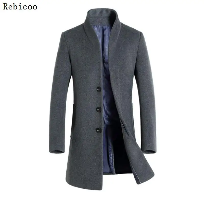 Brand High Quality Men Wool Blends Coats Men's Long Section Slim Fit Trench Tops Winter New Male Wool Blends Coat