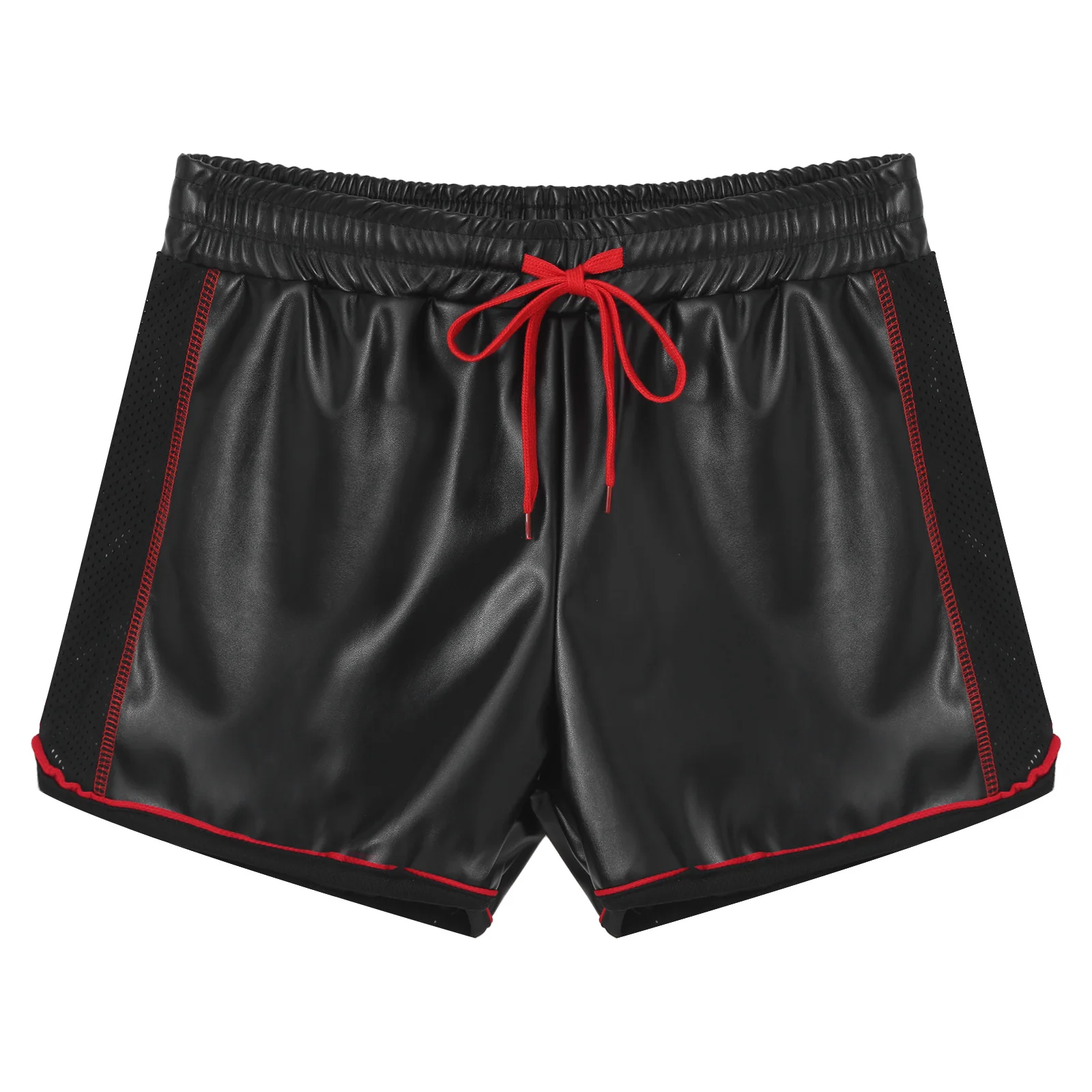 Gothic Men Low Waist Drawstring Boxer Shorts Sport Fitness Club Stage Performance Casual Patchwork Elastic Waistband Short Pants