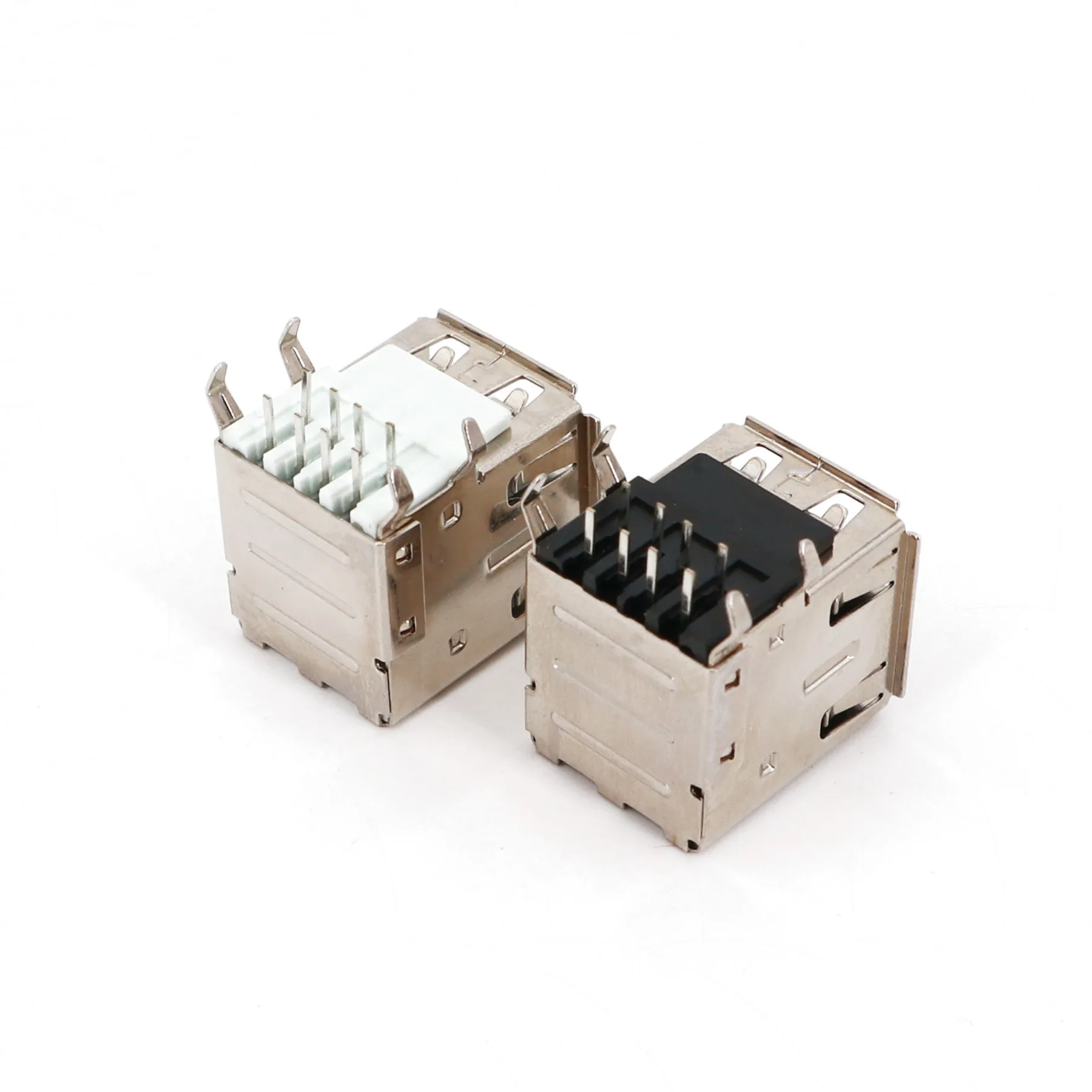 10Pcs USB Dual Port Type A 8Pin Right Angle Female Socket PCB Mount Solder Connector