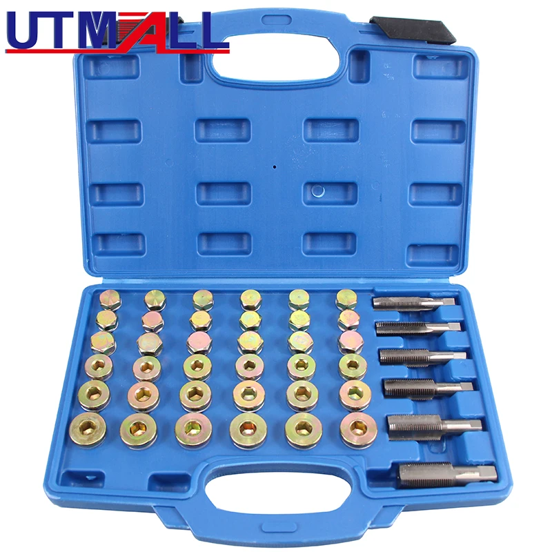 114pcs Oil Pan Drain Sump Plug Key Set Thread Repair Tool Kit Set Drain plug Tool