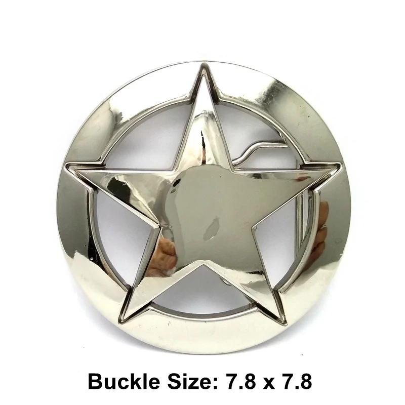 Drop Shipping World War II US Military Silver Five-pointed Star Logo Belt Buckle Metal Retail Custom Cowboy Belt Buckles