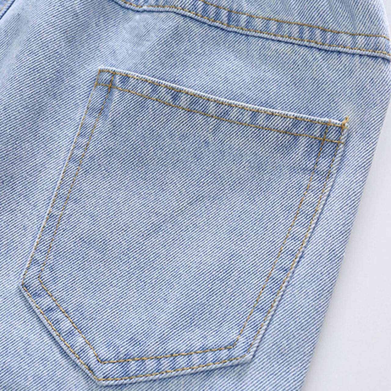 Kids Girls Children Pants Fashion Loose Ripped Jeans Elastic Waistband Pockets Wide Leg Distressed Denim Pants for Daily Wear