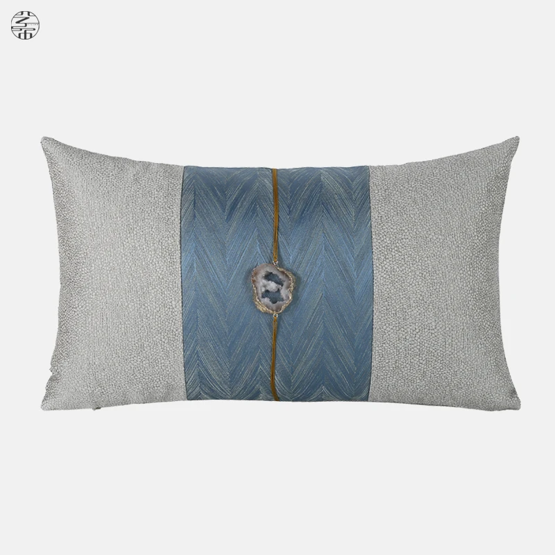 European Natural Gems Cushion Cover Pillow Cover Blue Grey Patchwork Pillowcase Decorative Living Room Sofa Cushion