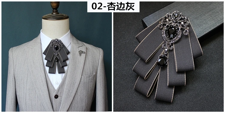 Luxus Mode Bowties Bögen Krawatte Brosche Stoff Kristall Pins Und Broschen Corsage Schmetterling Bluse Zubehör Pin Revers für Frauen – Detail 5