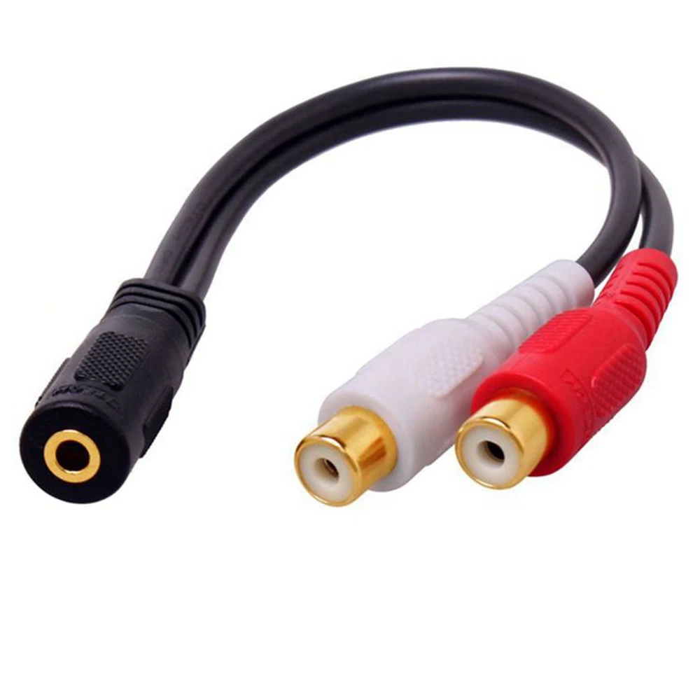 Universal 3.5mm Stereo Audio Female Jack to 2 RCA Female Socket to Headphone 3.5 Y Splitter Adapter Cable for DVD CD TV VCR