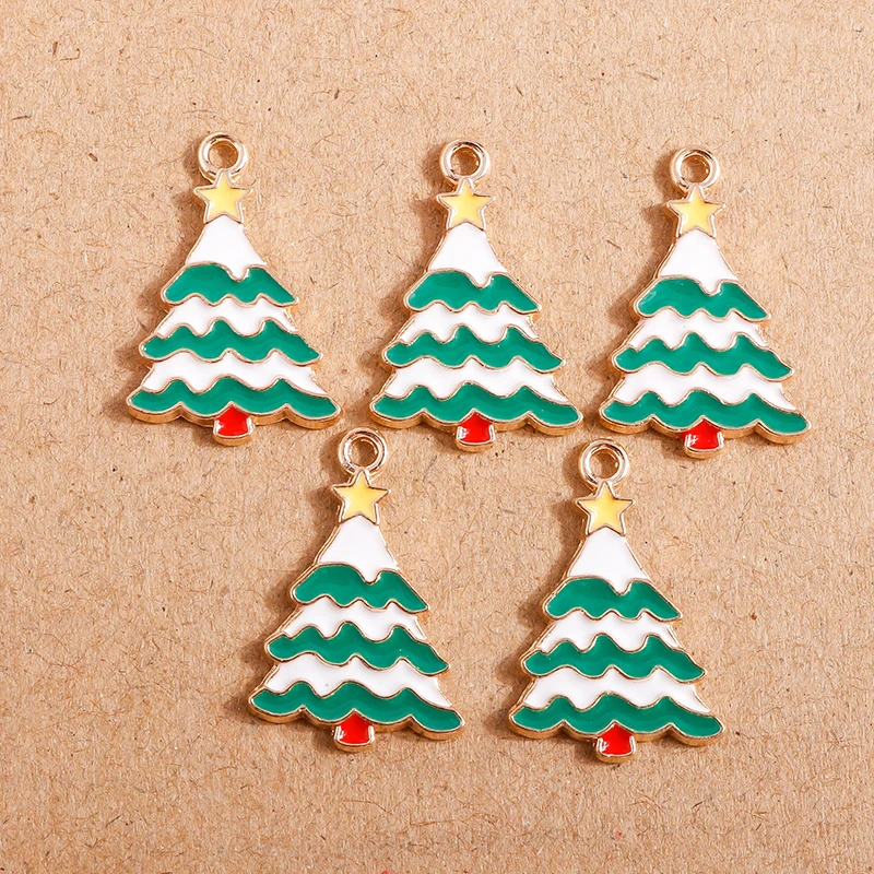 10 Stück Mix süße Emaille-Weihnachtsanhänger für die Schmuckherstellung, Weihnachtsbaum, Hirschglocke, Charms-Anhänger für Halsketten, Ohrringe, Geschenke – Detail 29