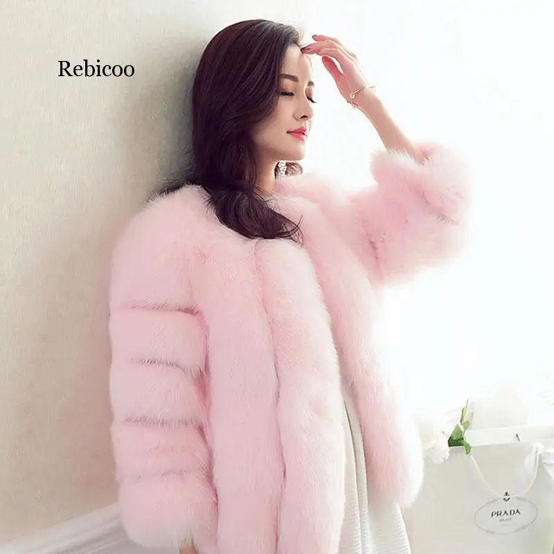 New Design Fashion Winter Women Faux  Fur Coat Woman Jacket Fox Fur Female Ladies Fur Coats Size S-XXXL