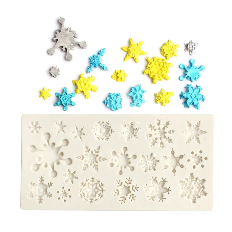 1PC Snowflake Shape Cake Mold Silicone Snow Fondant Mold Sugar Craft Cake Tool Snow Fondant Christmas Winter Decoration