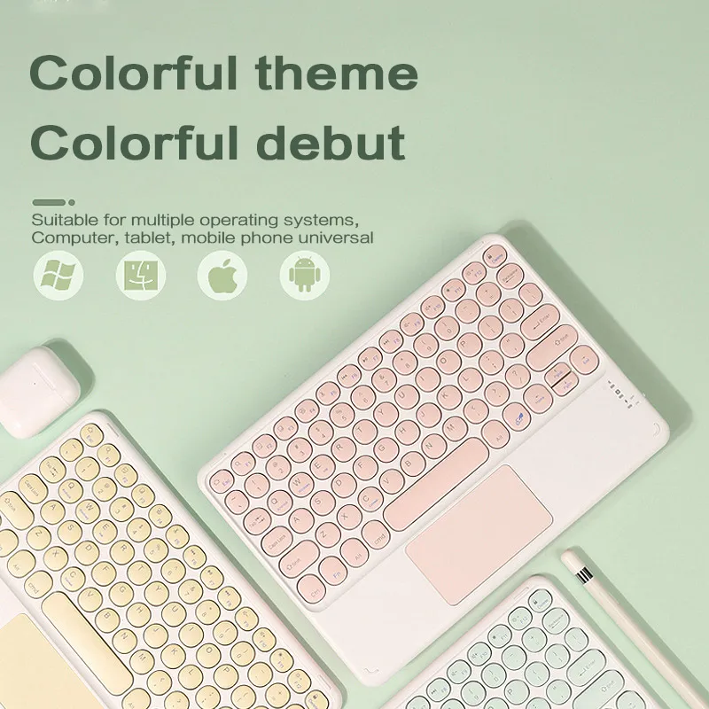 GOOJODOQ Беспроводная Bluetooth клавиатура с тачпадом для iPad Keybaord iPhone Samsung Galaxy Xiaomi Huawei Microsoft Surface HP