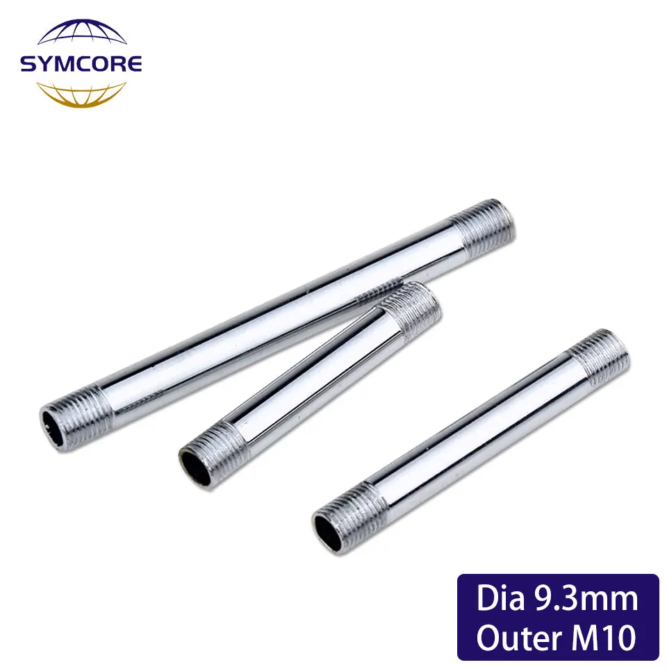 

2pcs Dia 9.3mm Two External Teeth M10 Straight Tube Chrome Iron Rod Hollow Tooth Tube Table Lamp Floor Light Connection Tube