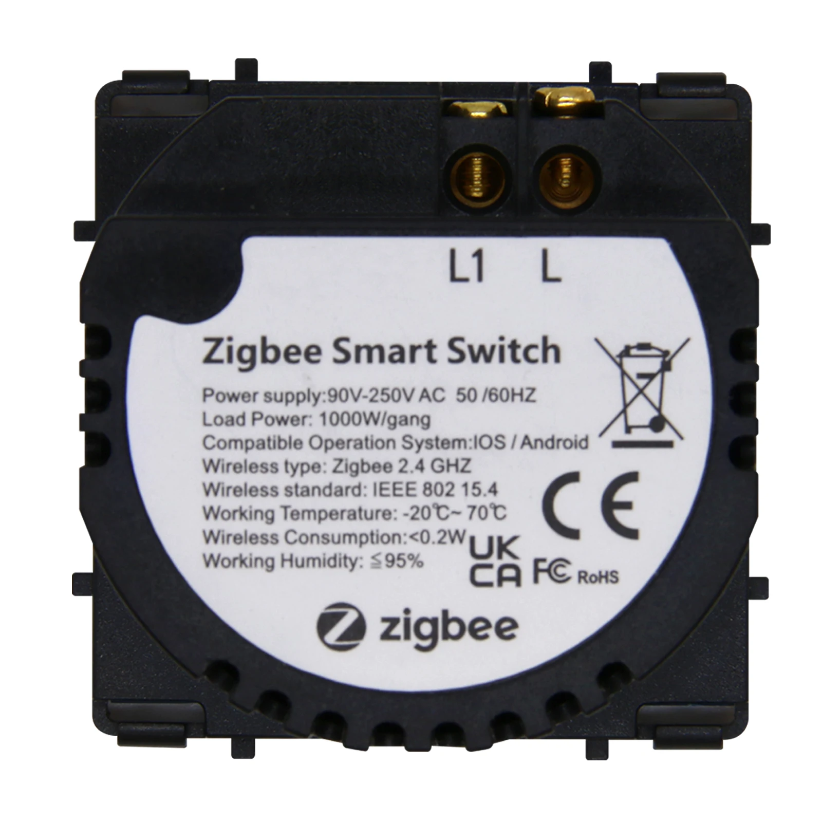 BSEED Zigbee Smart Switch 1/2/3Gang Touch Light Switch Function Part Smart Home Tuya Alexa Control Without Glass Panel