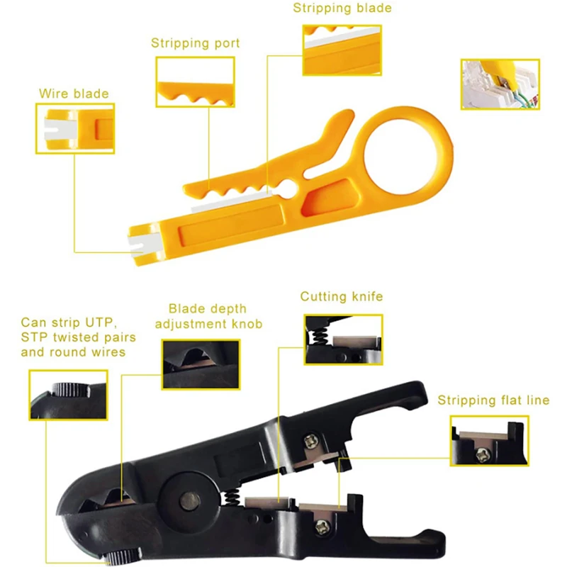 HTOC Network Repair Tool Ethernet LAN Network Cable Tester Computer Maintenance Coax Crimper Tool For RJ-45/11/12