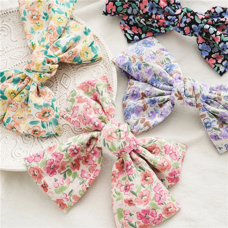 New Fashion Beautiful Cloth Sweet Flowers Chiffon Big Bow Hairpin  Ponytail Barrettes Women Girls Hair Accessoriesr Headwear