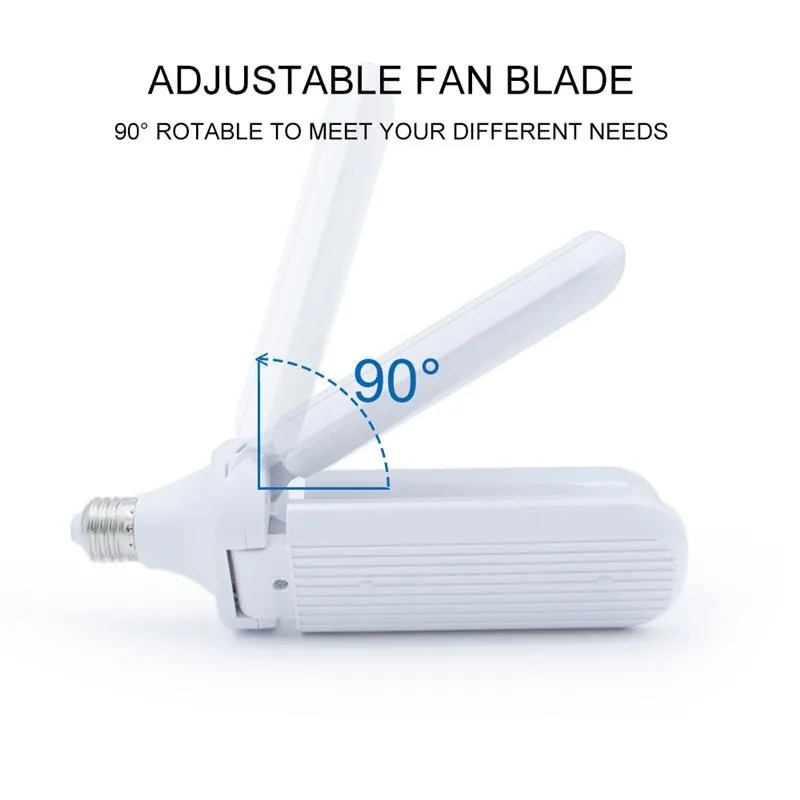 30W 45W 60W E27 LED Bulb SMD2835 Super Bright Foldable Fan Blade Angle Adjustable Ceiling Lamp Home Energy Saving Lights