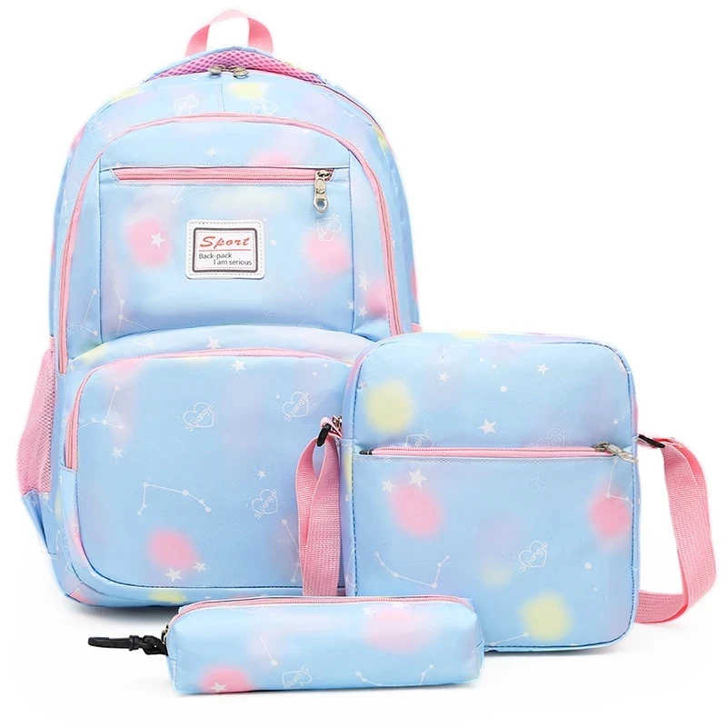 3ピース/セット花印刷学校のバックパック女女性の女の子bagpacksランドセル十代リュックスクールバッグ嚢