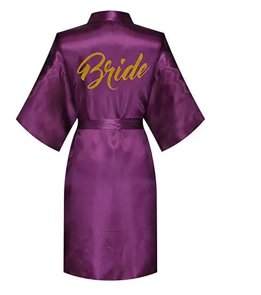 2019 Summer Purple Gown Satin Silk Robe Wedding Robe Bride Bridesmaid Dressing Women Robes Skirt Clothes Hot Word 1pc