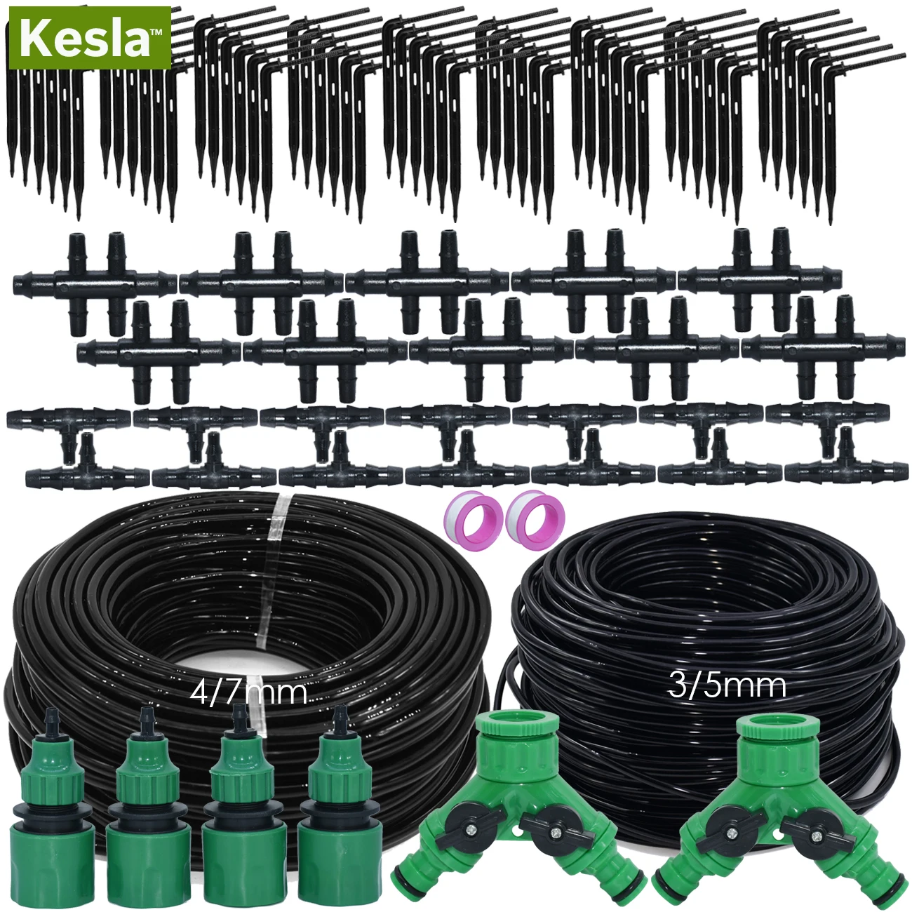 

KESLA Greenhouse 1/4'' to 1/8'' Drip Irrigation Pot Garden Watering System Kits Elbow Bend Arrows Emitter for 4/7 to 3/5mm Hose