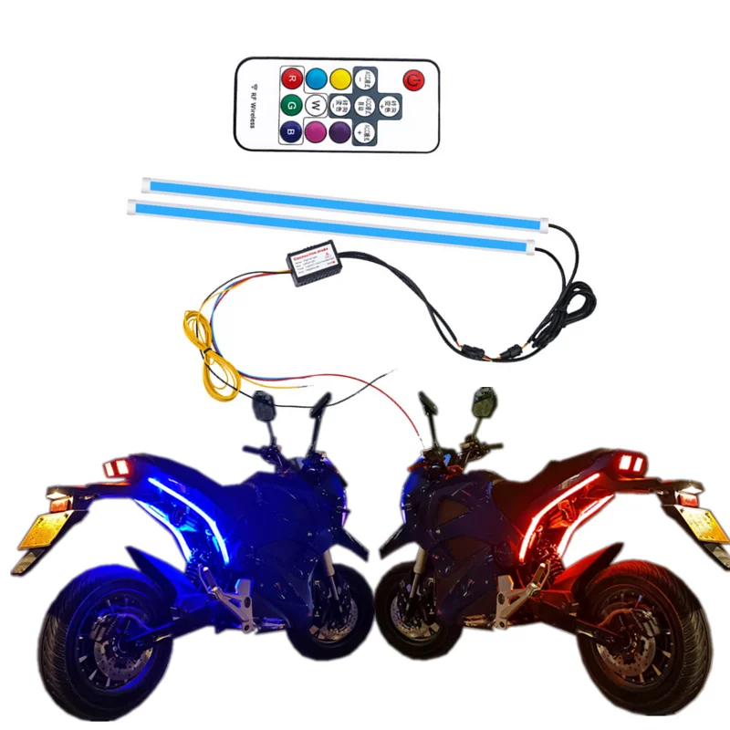 Motorcycle DRL Daytime Running Light 12V Universal Led Moto Turn Signal Lights Remote Control Mode Decorative Strip Lamp