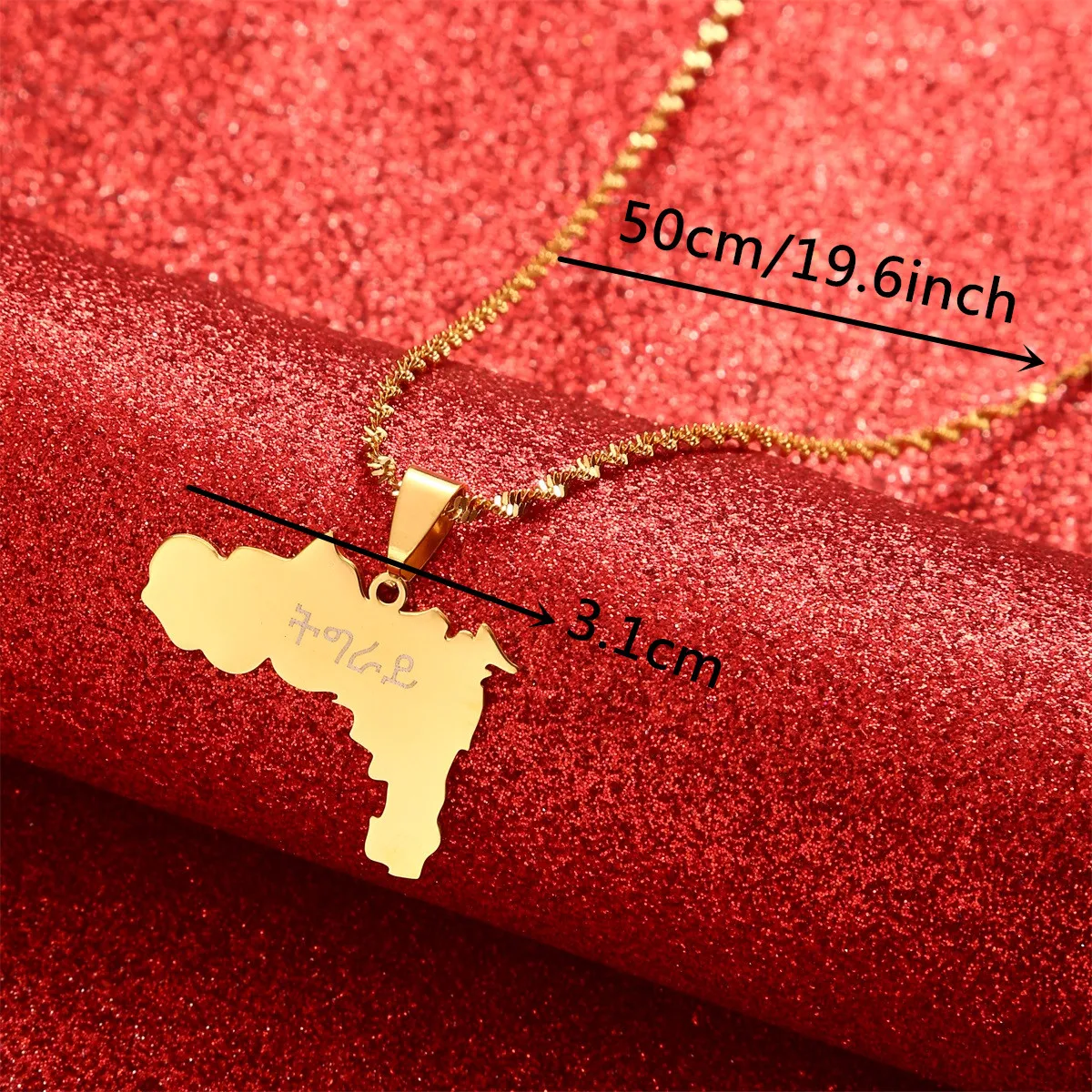 Stainless Steel Ethiopia Tigray Region Pendant Necklaces African Jewelry for Women Girls