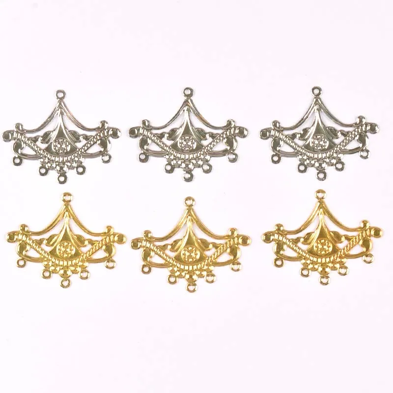 10Pcs gold silver Filigree Wraps Flower Connectors Metal Crafts Gift Decoration DIY Findings Jewelry Making 50x40mm YKL0766