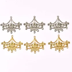 10Pcs gold silver Filigree Wraps Flower Connectors Metal Crafts Gift Decoration DIY Findings Jewelry Making 50x40mm YKL0766