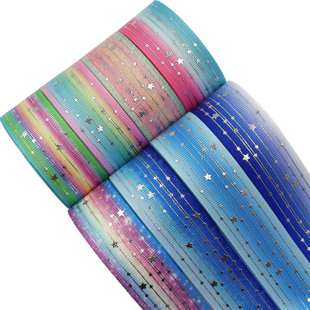 Silver Star Shiny Glitter Grosgrain Ribbon 1\