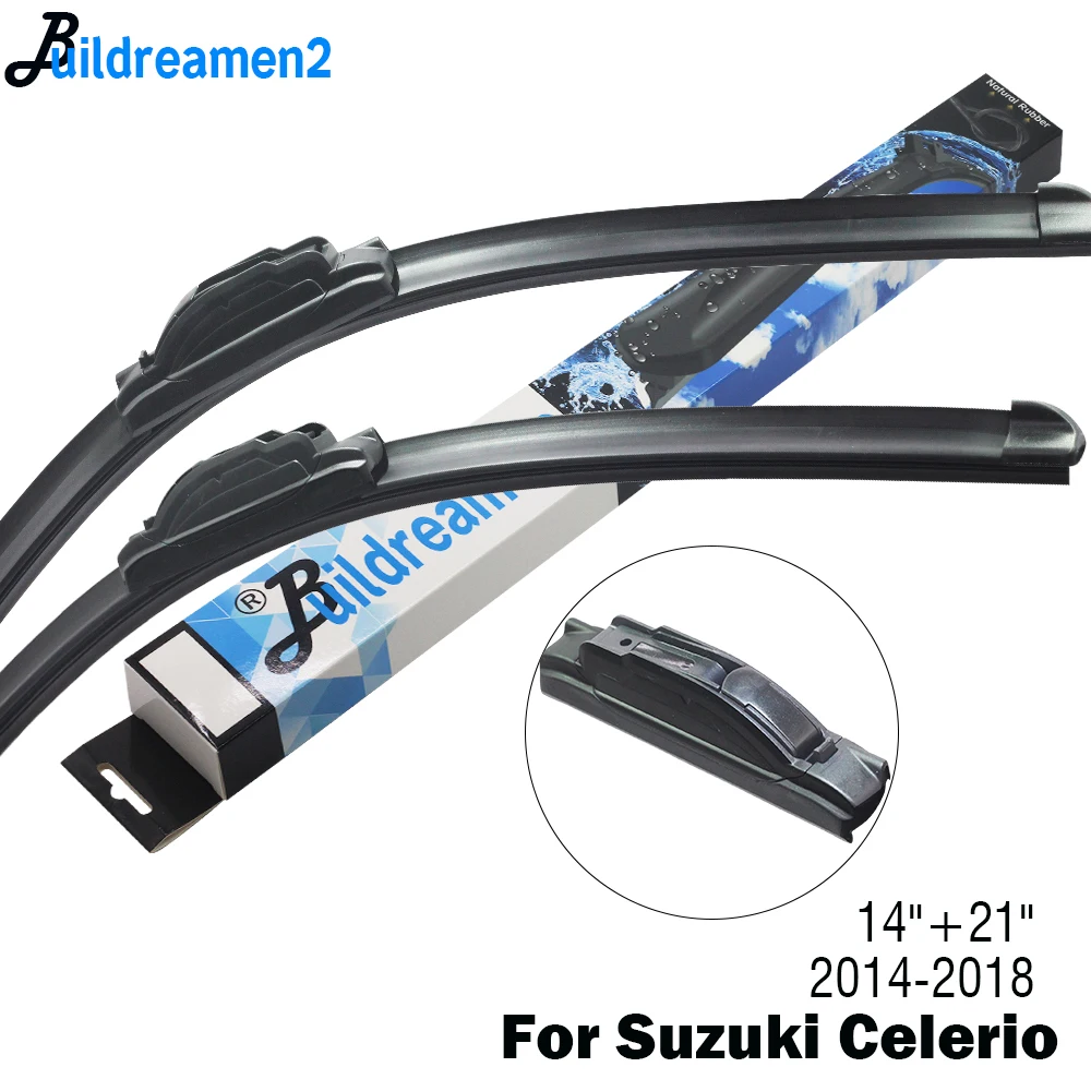 Buildreamen2 Car Accessories Wiper Blade Rubber Front Windscreen Wiper For Suzuki Celerio Fit Hook Arms 2014 2015 2016 2017 2018