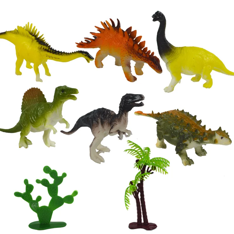 6PCS Big Size Dinosaur PVC Model Brachiosaurus Velociraptor Stegosaurus Spinosaurus Augustosaurus Children's Christmas Gifts