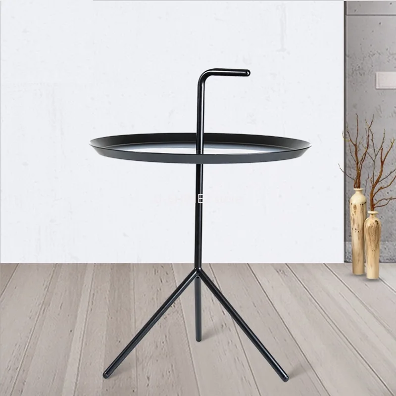 U-BEST modern simple metal table for small round tea coffee table with handle Round Iron Metal Side Table