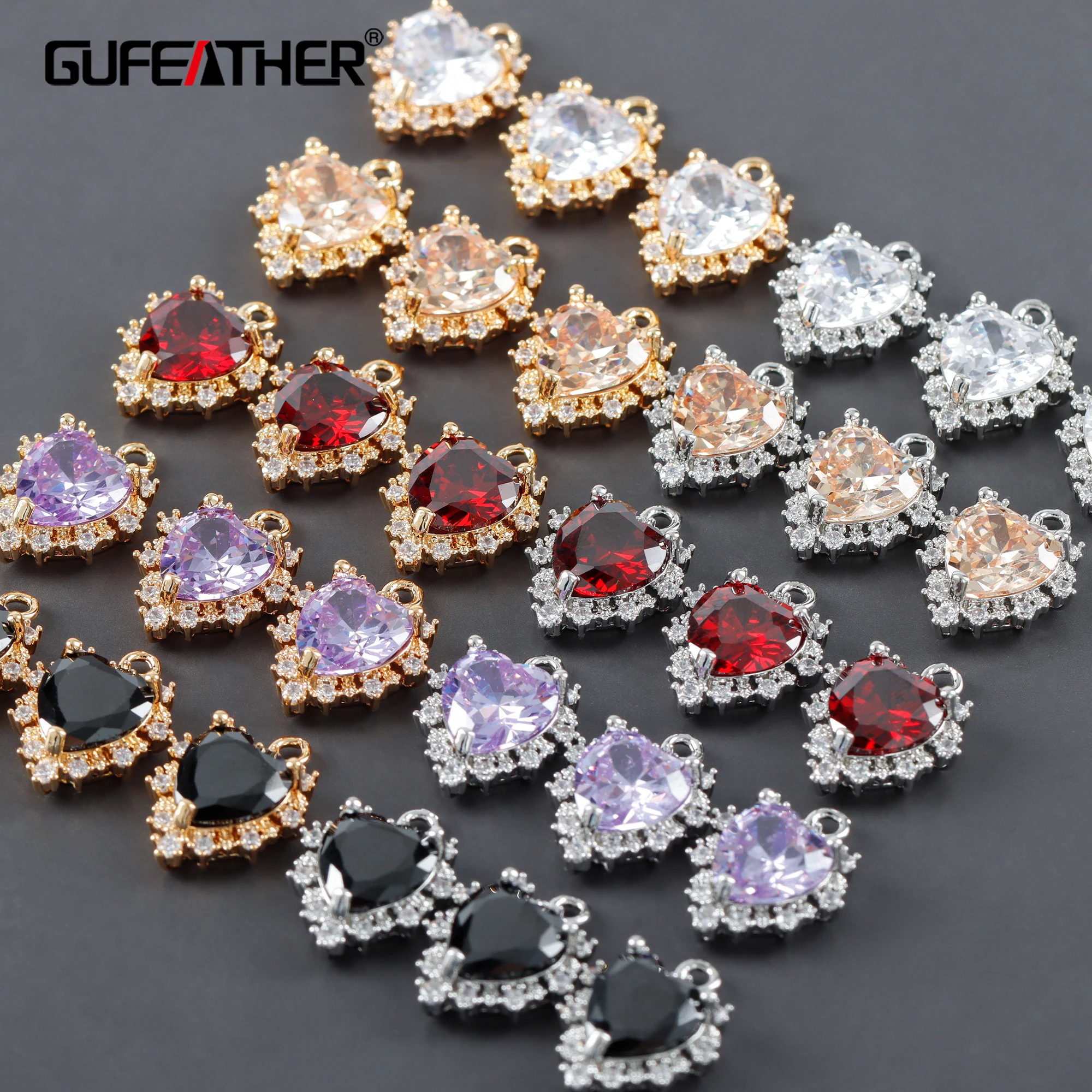 GUFEATHER M1085,jewelry accessories,pass REACH,nickel free,18k gold rhodium plated,copper,zircon pendant,jewelry making,6pcs/lot