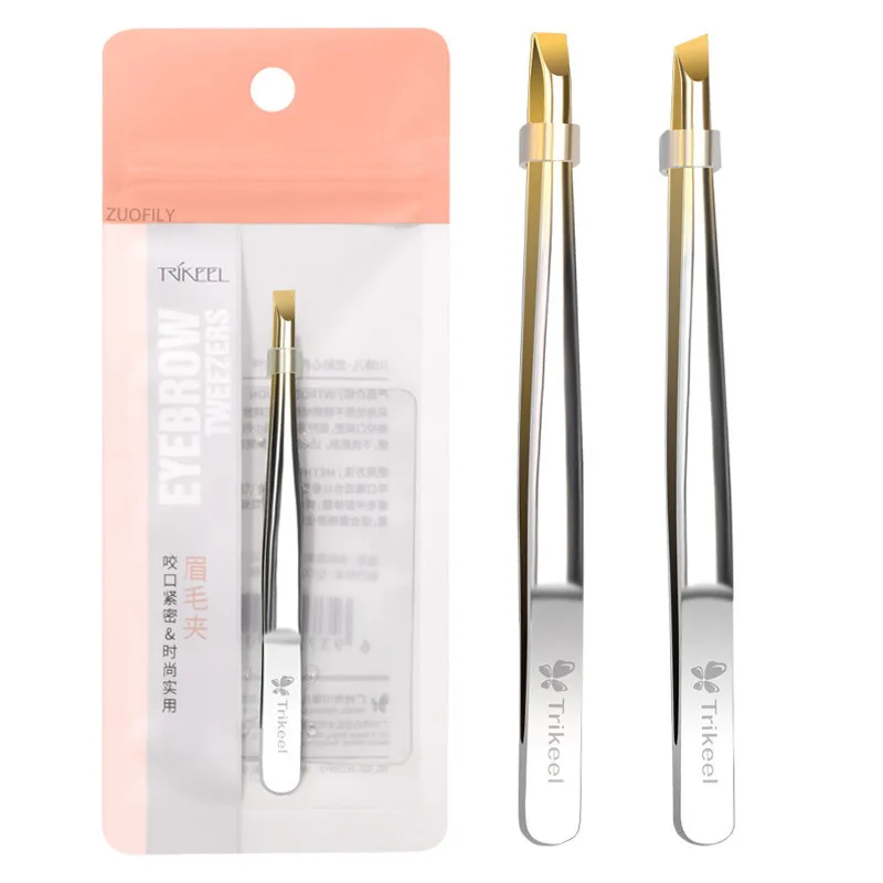 Pinzas Multifunción de Acero Inoxidable, Punta Plana/Inclinada, para Cejas, Depilación Facial, Herramienta de Maquillaje, para Pestañas Postizas