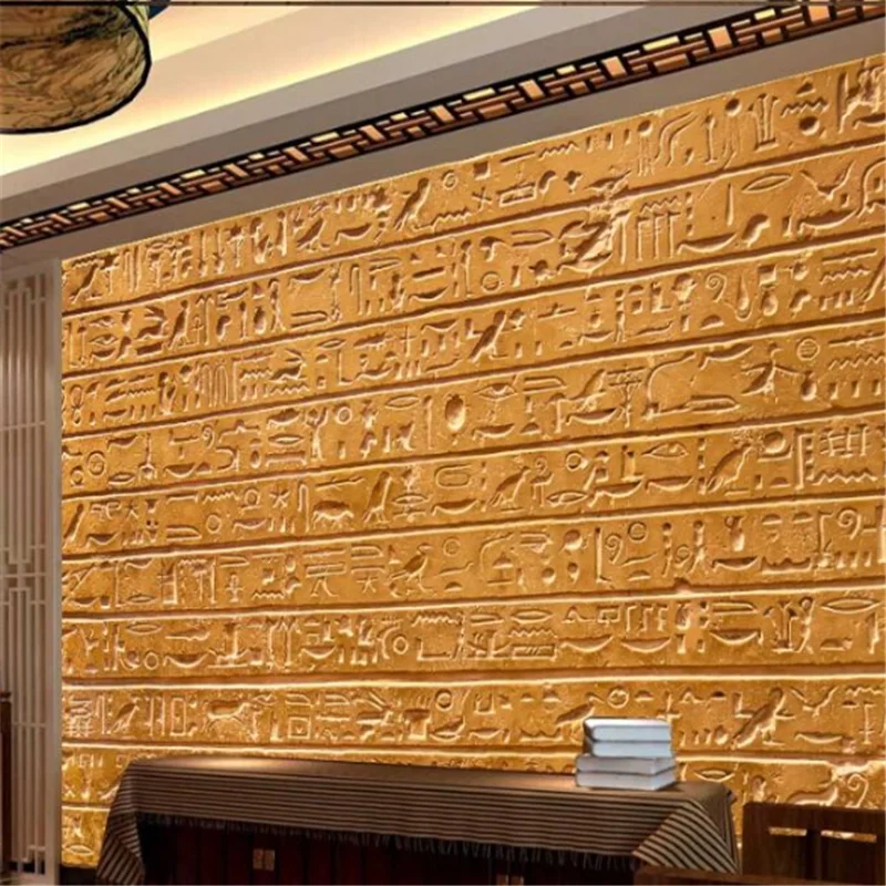 wellyu Customized large murals fashion home decoration Egyptian relief stone tablet text background wall wallpaper papier peint