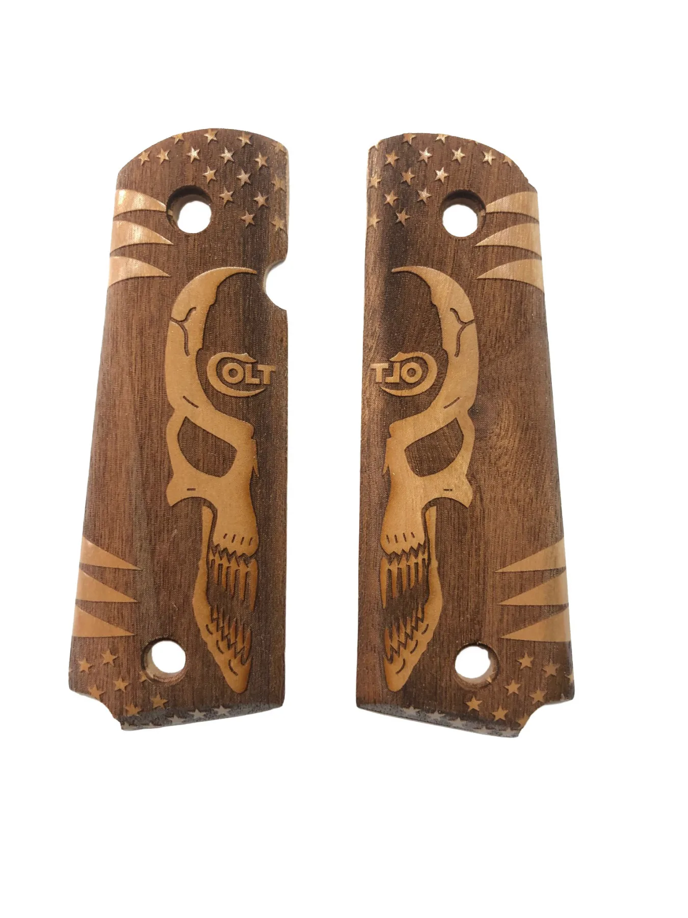 

Colt 1911 Compatible Colt Written Smiling Face Laser Cut Wood New Design Grips Mod32 Şaftol Painting