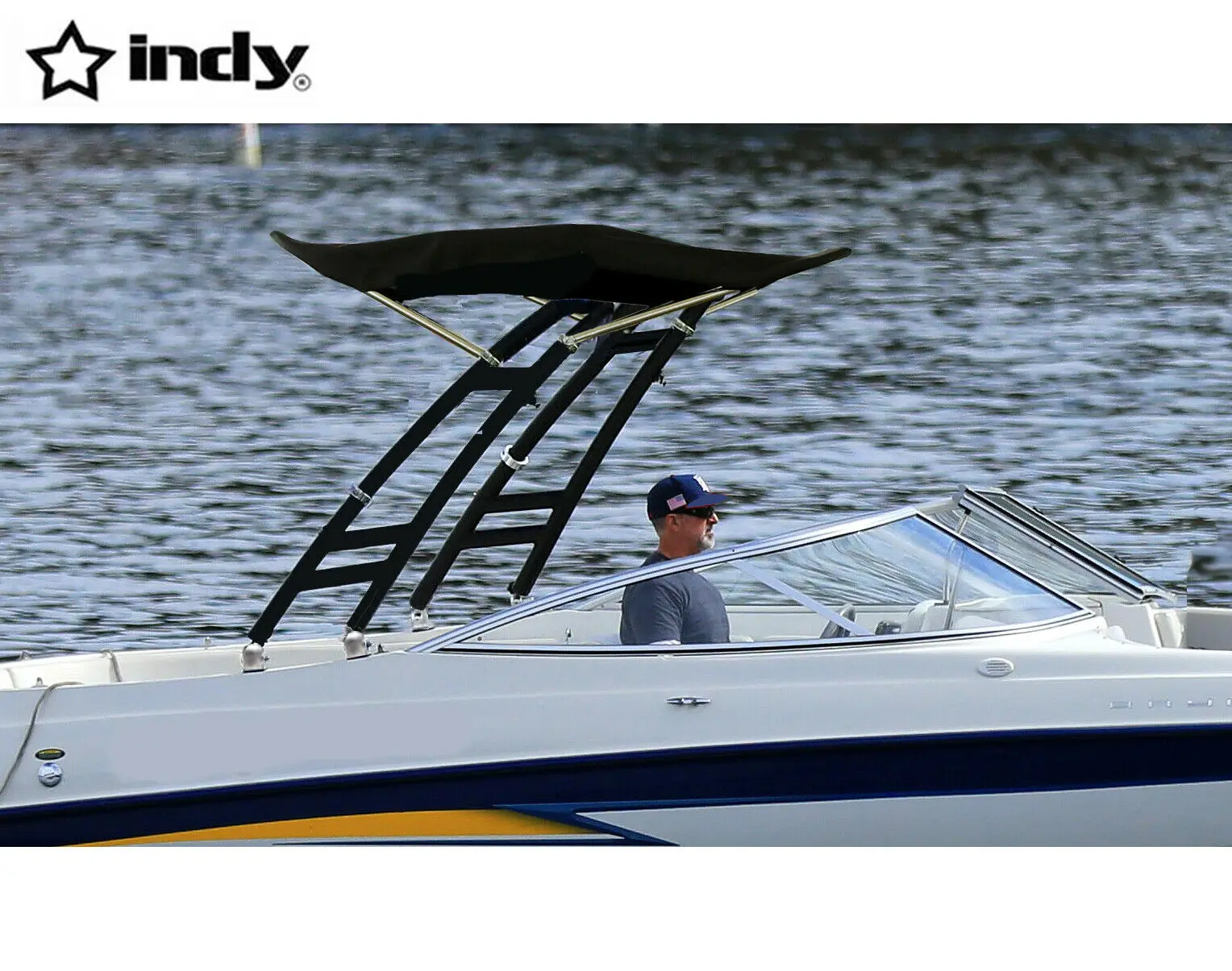 Indy Max Forward-facing Boat Wakeboard Tower Black Coated, Fit for Ocean Environment