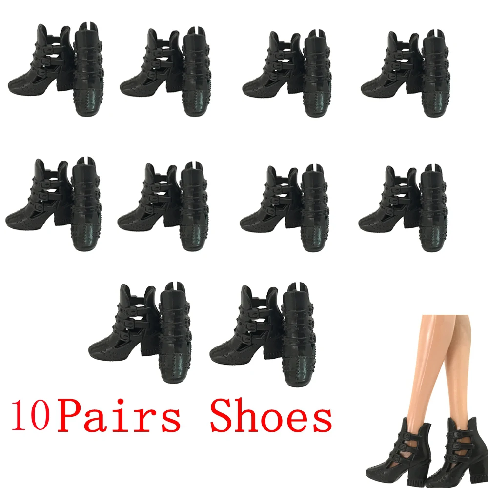 10Pair/lot 1/6 Doll Shoes Fashion Sneaker Black Pink Sandals Genuine High-heeled Shoes for 29cm Doll Accessories Shoes