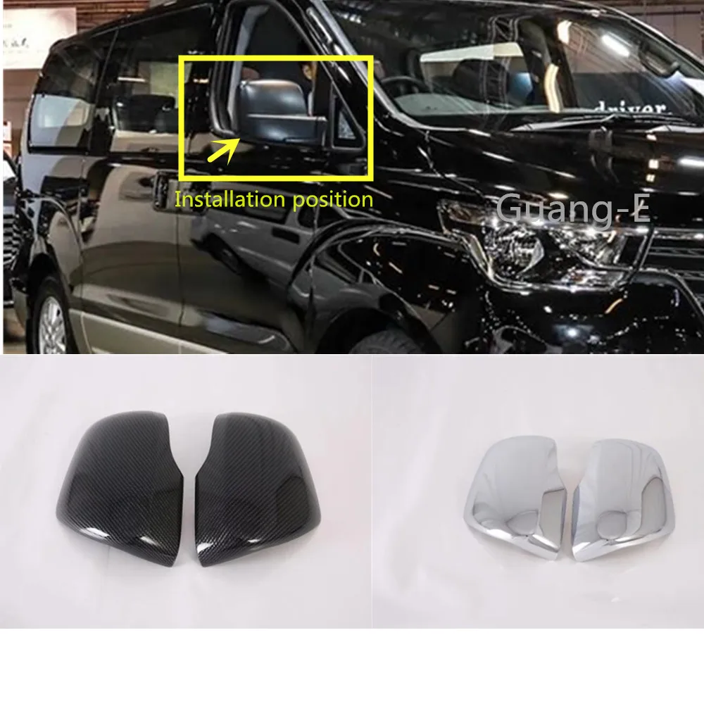 Car ABS Chrome Back Rear View Eyebrow Side Mirror Strip Stick Trim Panel Lamp 2PCs For Hyundai Starex H-1 H1 2018 2019 2020 2021