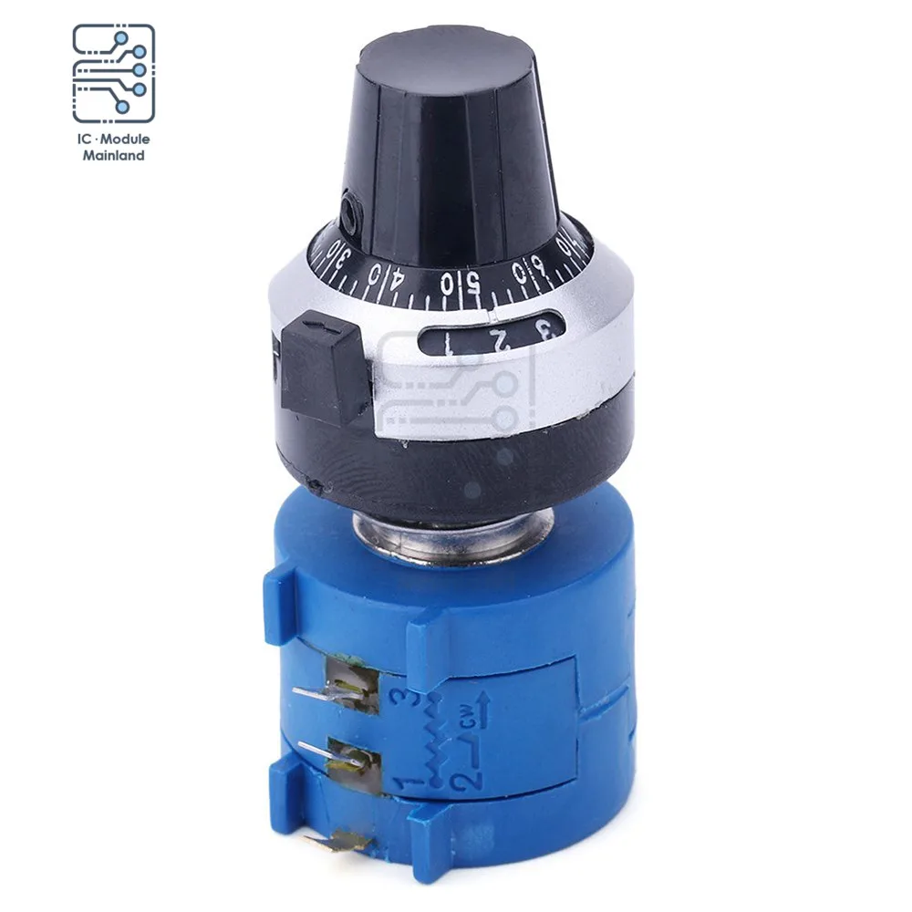 3590S Wirewound Potentiometer 500R 1K 2K 5K 10K 20K 50K 100K Ohm with High Precision 10 Turns Rotary Potentiometer Dial Knob