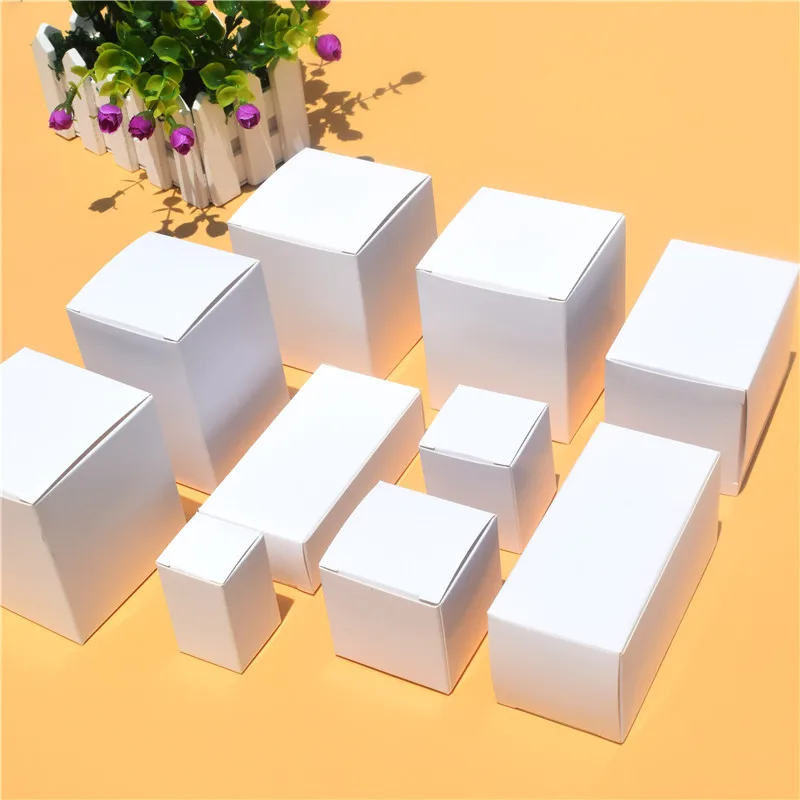 5Pcs/Lot Multi Sizes White Kraft Paper Box Small Gifts Packaging Box Carton Paperboard Wedding Party DIY Supply Packing Boxes