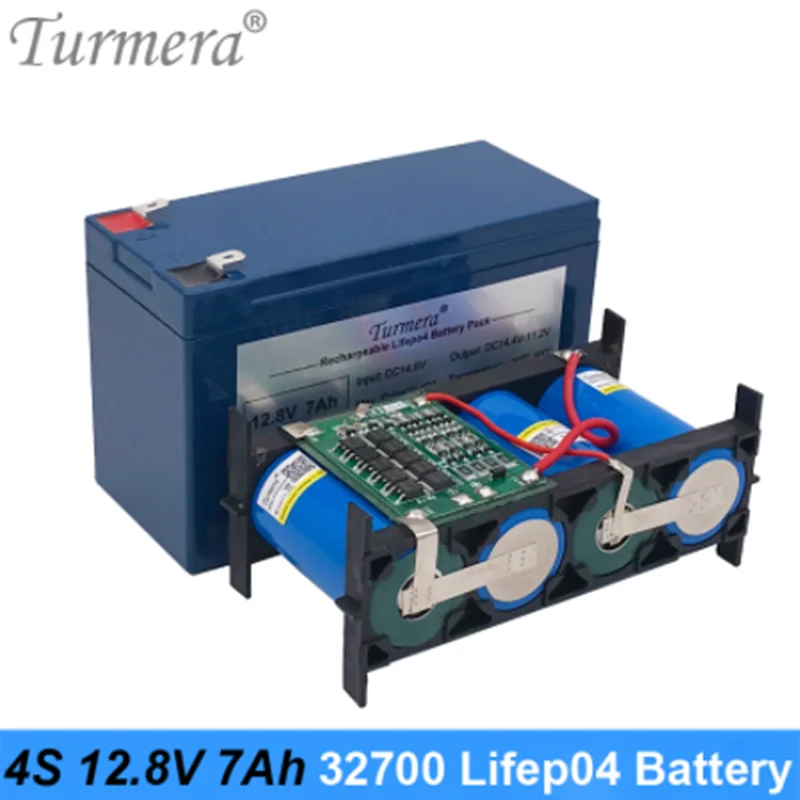 

Turmera 32700 Lifepo4 Battery Pack 4S1P 12.8V 7Ah with 4S 40A Balanced BMS for Electric Boat and Uninterrupted Power Supply 12V